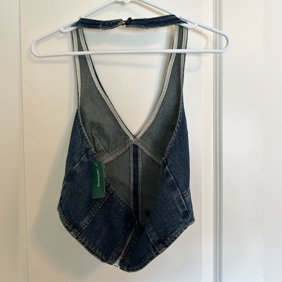 Women’s S Denim Corset Top - Picture 2 of 3